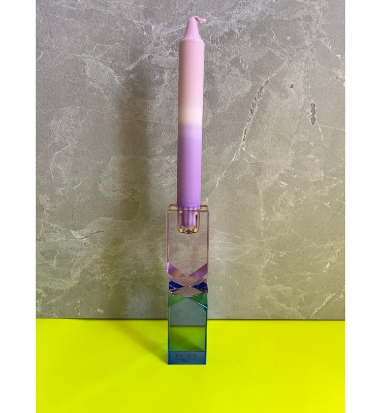 C'est Bon - Kerzenhalter Kristall Violett - Pink - Kobalt, 16 x 4 x 4 cm