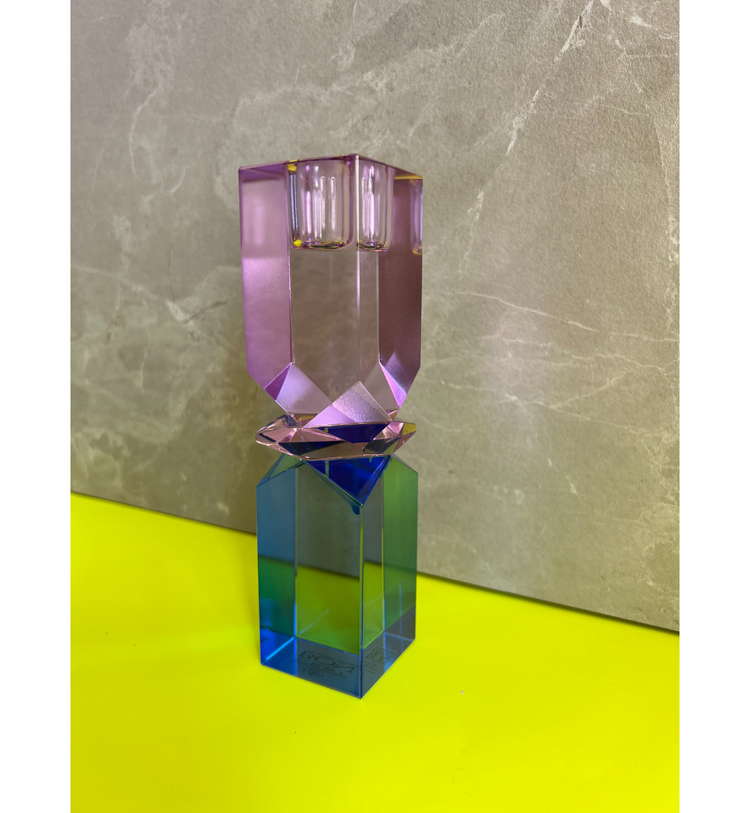 C'est Bon - Kerzenhalter Kristall Violett - Pink - Kobalt, 16 x 4 x 4 cm