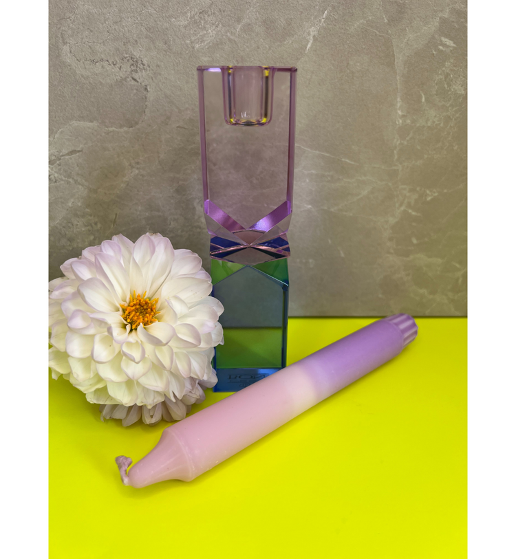 C'est Bon - Kerzenhalter Kristall Violett - Pink - Kobalt, 16 x 4 x 4 cm
