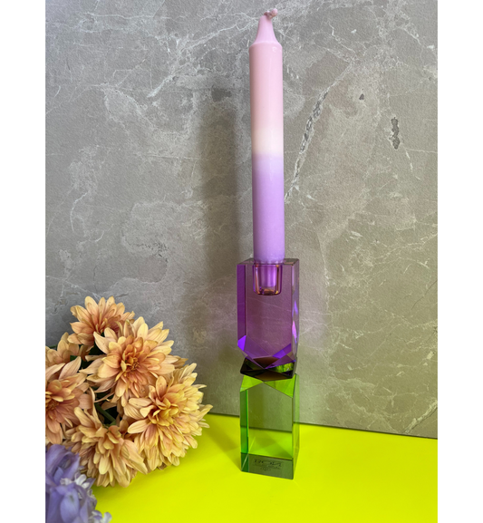 C'est Bon - Kerzenhalter Kristall Violett - Braun - Grün, 16 x 4 x 4 cm