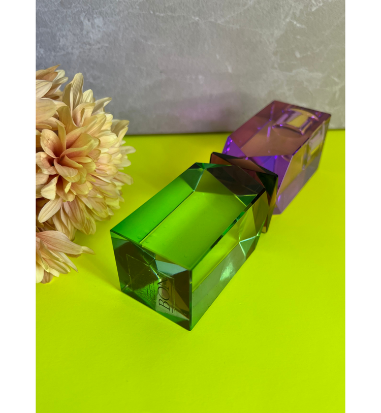 C'est Bon - Kerzenhalter Kristall Violett - Braun - Grün, 16 x 4 x 4 cm