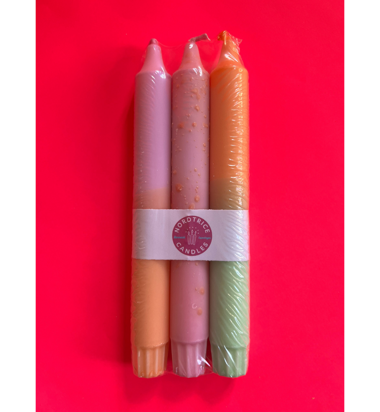 Nordtrice Candles - Kronelys Orange Bite Kerzen-Set, 3 Stück