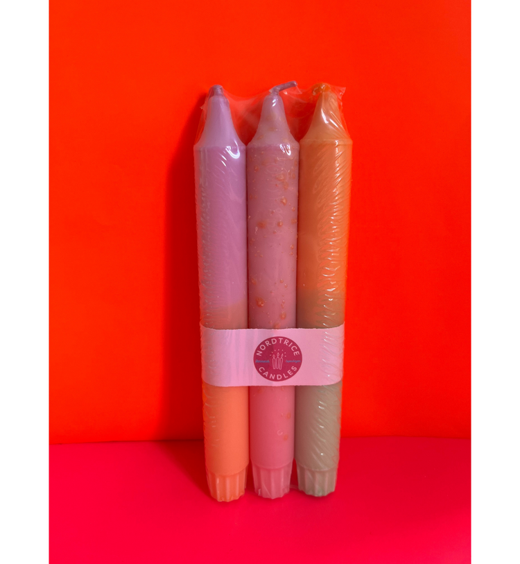 Nordtrice Candles - Kronelys Orange Bite Kerzen-Set, 3 Stück