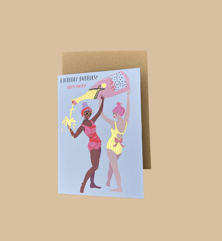 Paper Rose - Grußkarte / BIRTHDAY BUBBLES Geburtstagskarte mit Umschlag