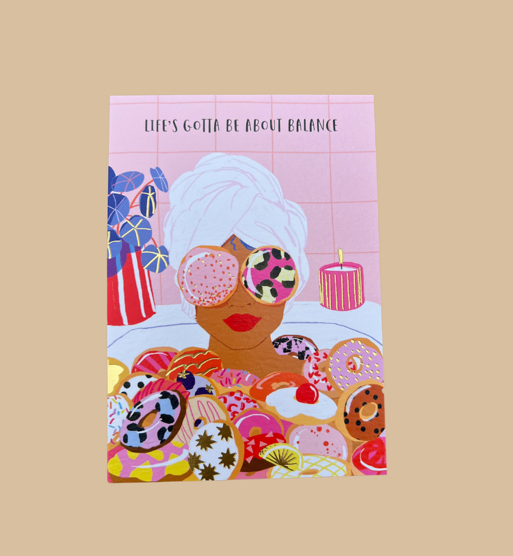 Paper Rose - Grußkarte / DONUT BATH Geburtstagskarte mit Umschlag