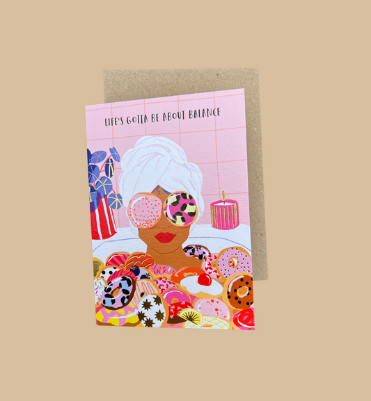 Paper Rose - Grußkarte / DONUT BATH Geburtstagskarte mit Umschlag