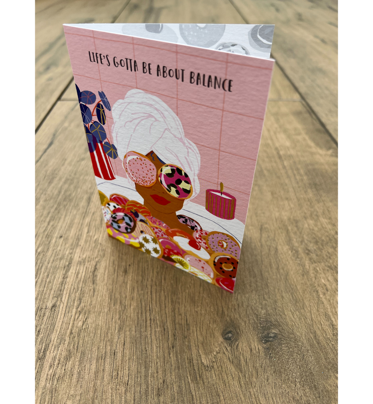 Paper Rose - Grußkarte / DONUT BATH Geburtstagskarte mit Umschlag