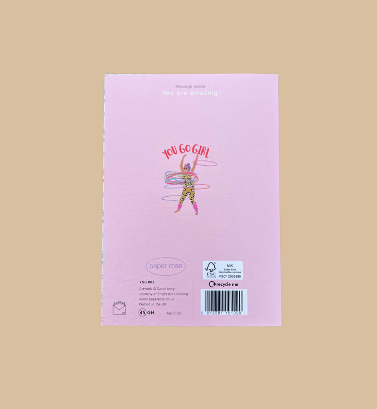 Paper Rose - Grußkarte / YOU GO GIRL Karte mit Umschlag