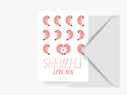 TYPEALIVE - Postkarte / Shrimply Love mit Umschlag
