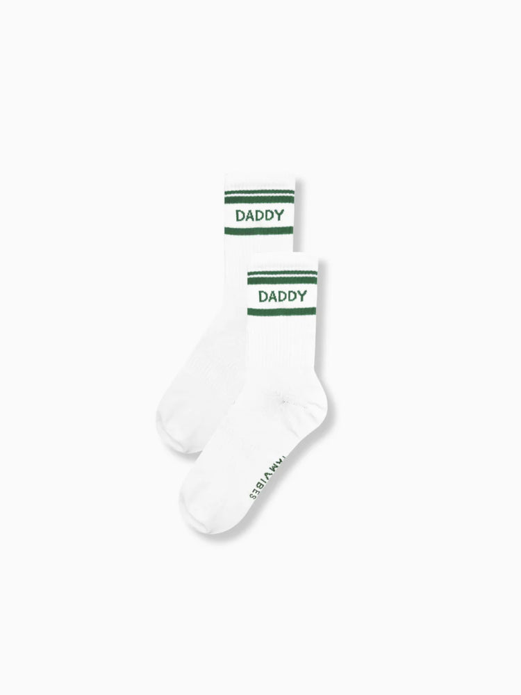 Tennissocken im College-Style mit grünem Schriftzug "DADDY"