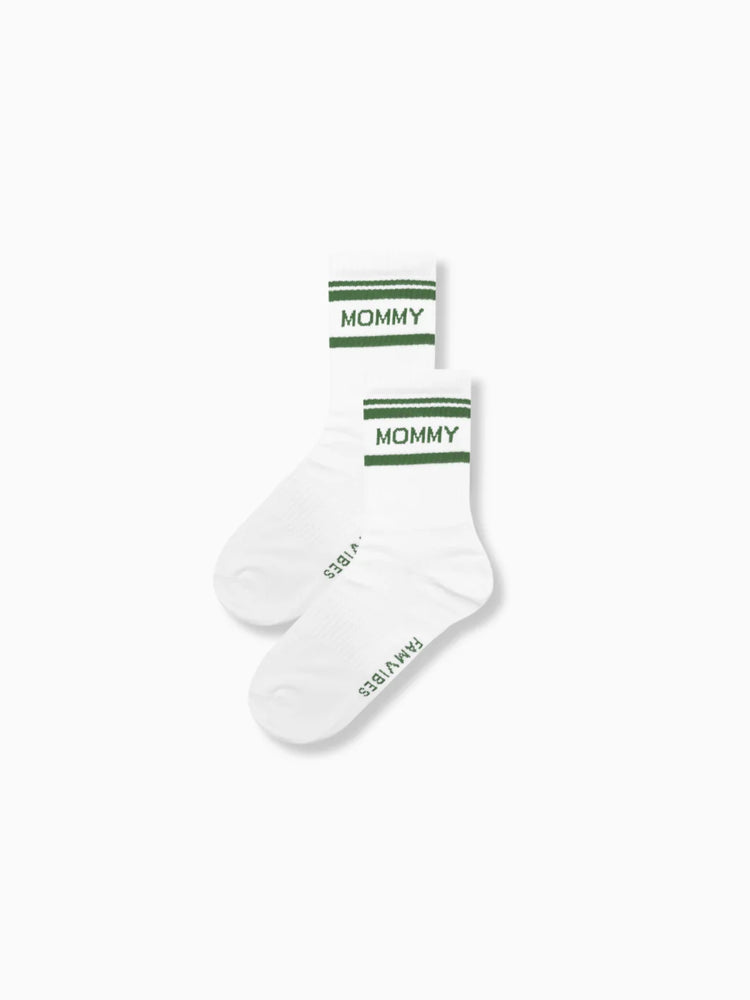 Tennissocken im College-Style mit grünem Schriftzug "MOMMY"