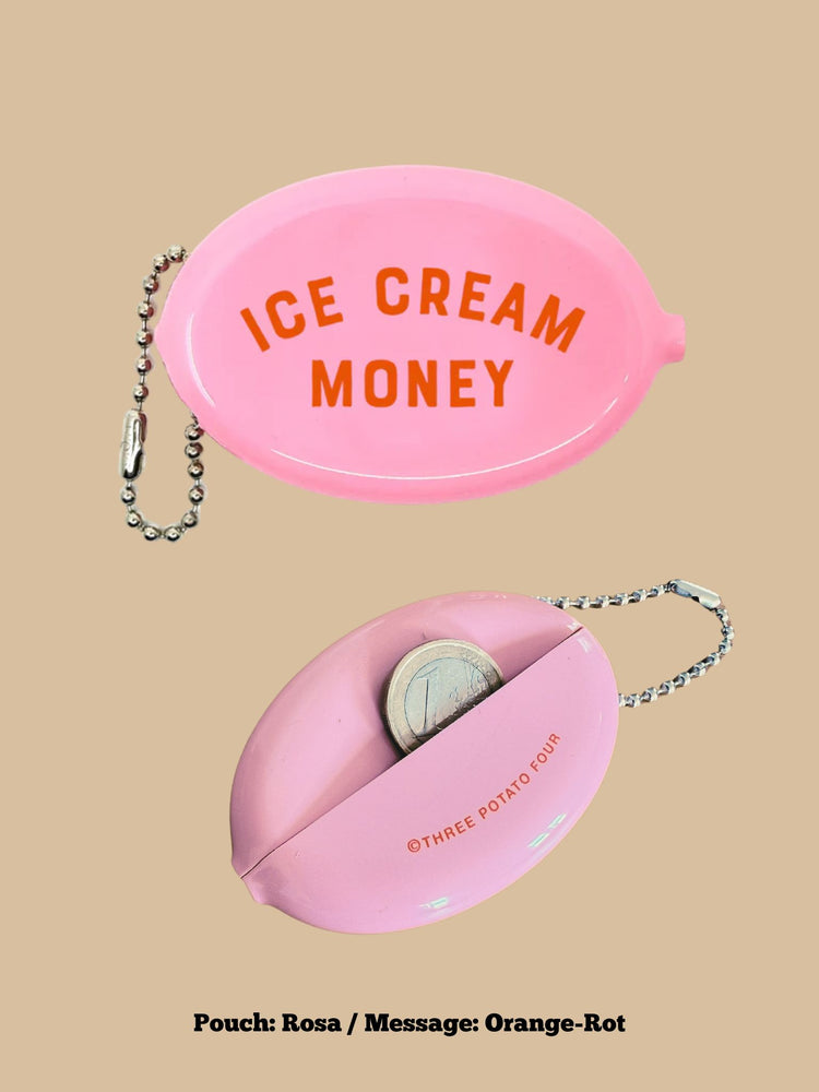 Münzbeutel (Coin Pouch) Ice Cream Money (Pouch: Rosa, Message: Orange-Rot)