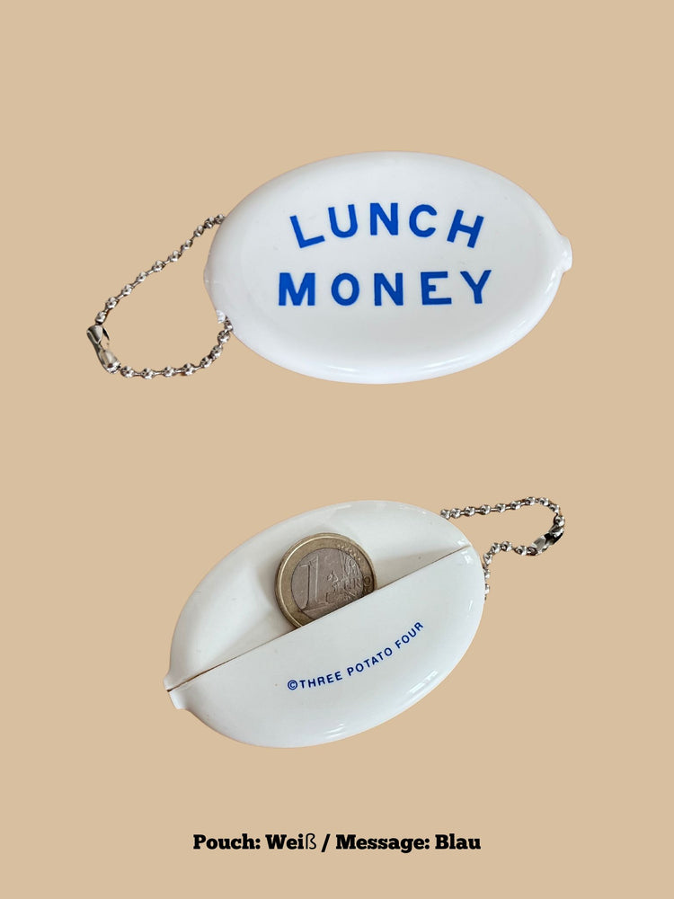 Münzbeutel (Coin Pouch) Lunch Money (Pouch: Weiß, Message: Blau)