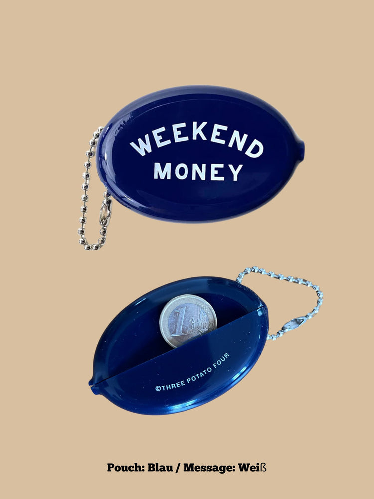 Münzbeutel (Coin Pouch) Weekend Money (Pouch: Blau, Message: Weiß)
