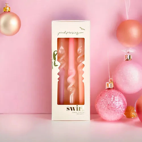 Pink Stories - Kerze Dip Dye Swirl * Happy Place