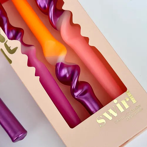Pink Stories - Kerze Dip Dye Swirl * Sunset Disco