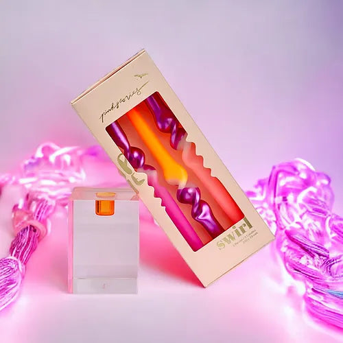 Pink Stories - Kerze Dip Dye Swirl * Sunset Disco