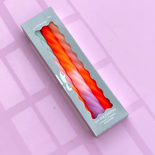 Pink Stories - Kerze Dip Dye Twisted * Ice Cream Orange