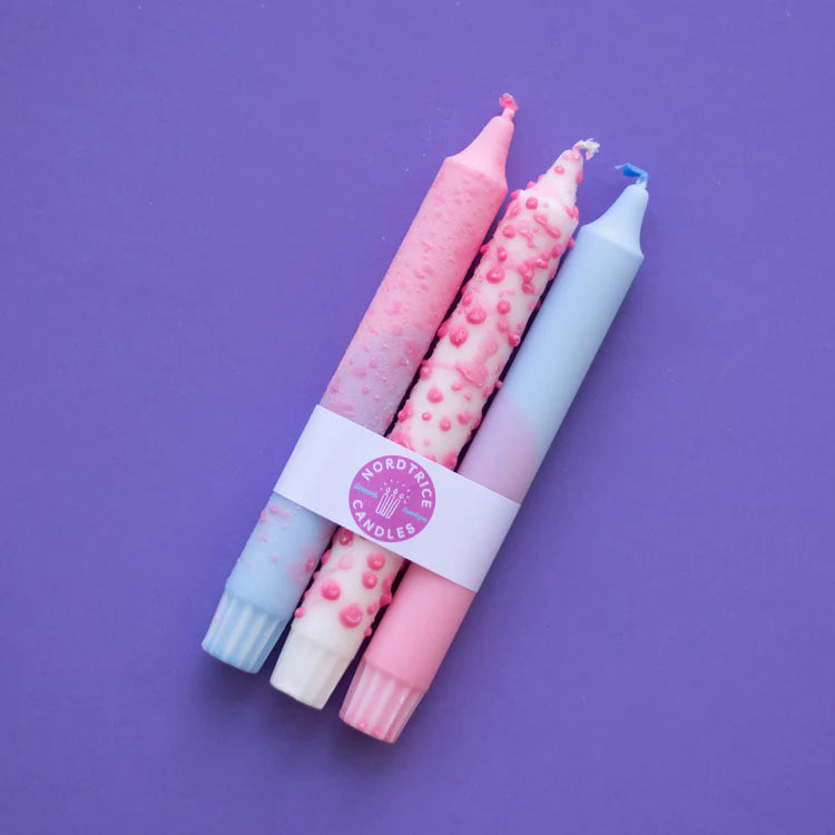 Nordtrice Candles - Kronelys Fuchsia Kerzen-Set, 3 Stück