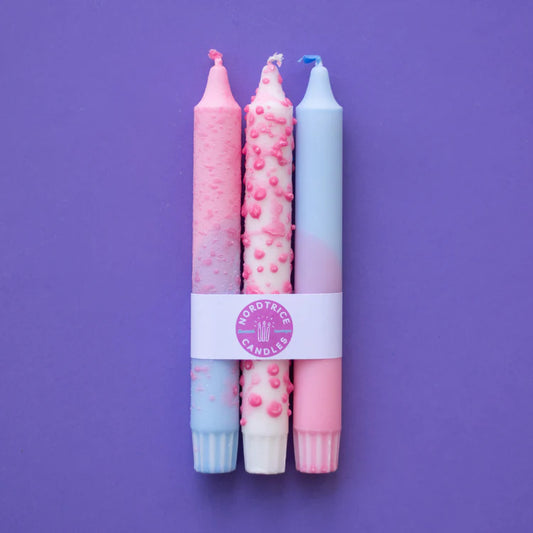Nordtrice Candles - Kronelys Fuchsia Kerzen-Set, 3 Stück