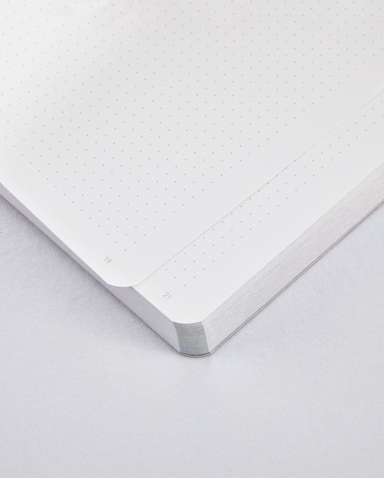 3,5 mm Punktraster des Notizblockes Fluid Chrome - M von nuuana und mit nummerierter Seitenzahl