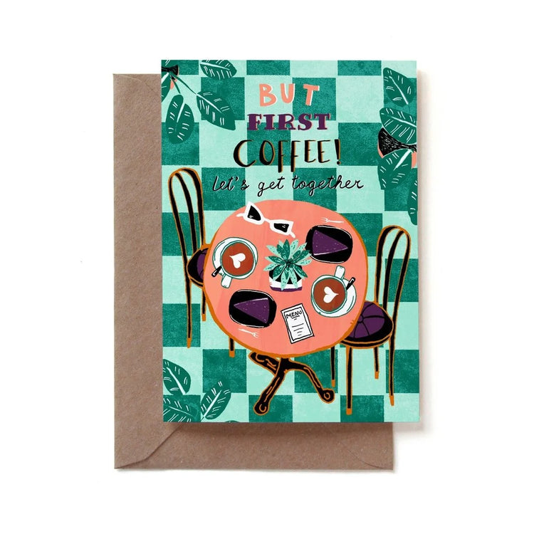 Reddish Design - Grußkarte / But First Coffee mit Umschlag