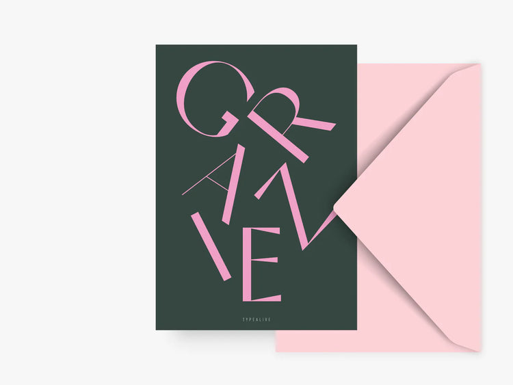 TYPEALIVE - Postkarte / Grazie mit Umschlag