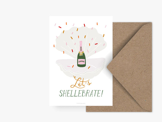 TYPEALIVE - Postkarte / Lets Shellebrate mit Umschlag