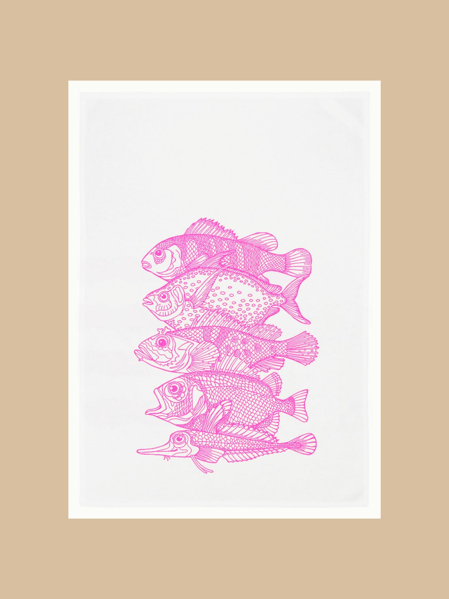 Geschirrtuch "5 Fische" in Weiß/Pink von 17;30 HAMBURG