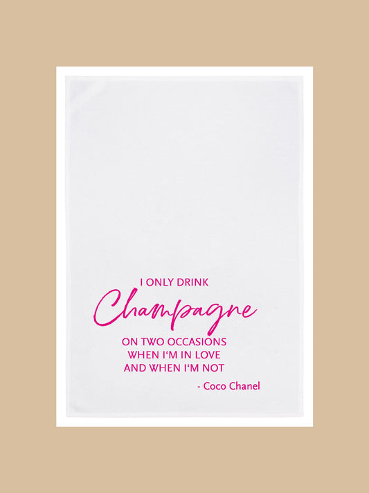 Geschirrtuch I only drink Champagne (Coco Chanel) in Neon-Pink von 17;30 HAMBURG