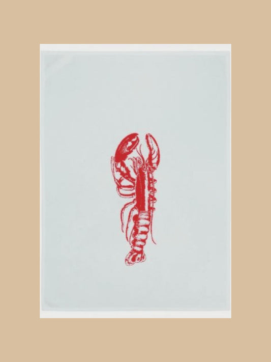 Geschirrtuch "Hummer" in Rot auf weißem Hintergrund von 17;30 Hamburg