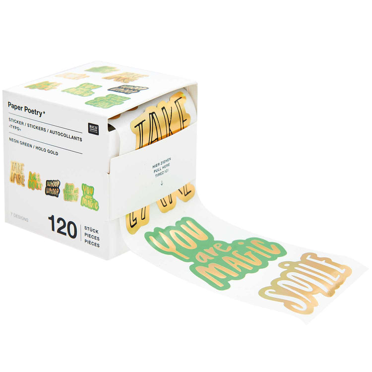 Paper Poetry - Sticker Typo, 120 Stück