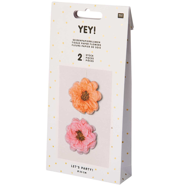 Rico Design - Seidenpapierblumen Pastell, Ø ca. 25 cm, 2 Stück
