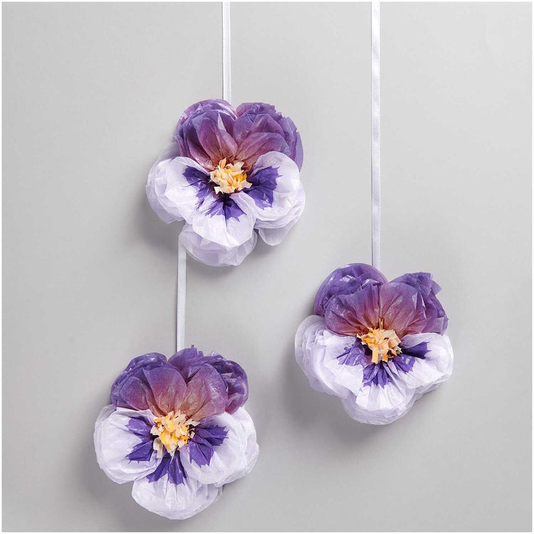 Rico Design - Seidenpapierblumen Stiefmütterchen Lila, Ø ca. 13 cm, 3 Stück