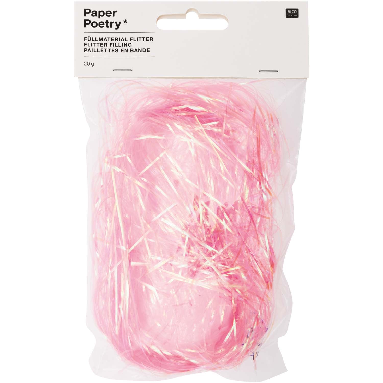 Paper Poetry Füllmaterial Flitter verschiedene Farben, 20 g, Farbe Rosa in der Verpackung