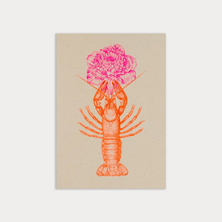 Togethery - Postkarte / Hummer mit Blume ohne Umschlag