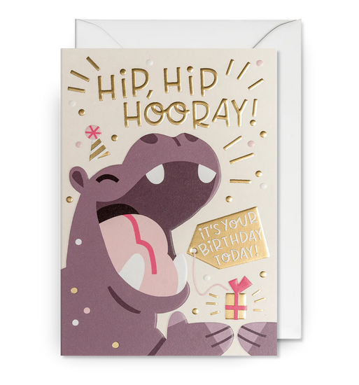 Die Grußkarte "Hip Hip Hooray" von Lagom Design mit Umschlag