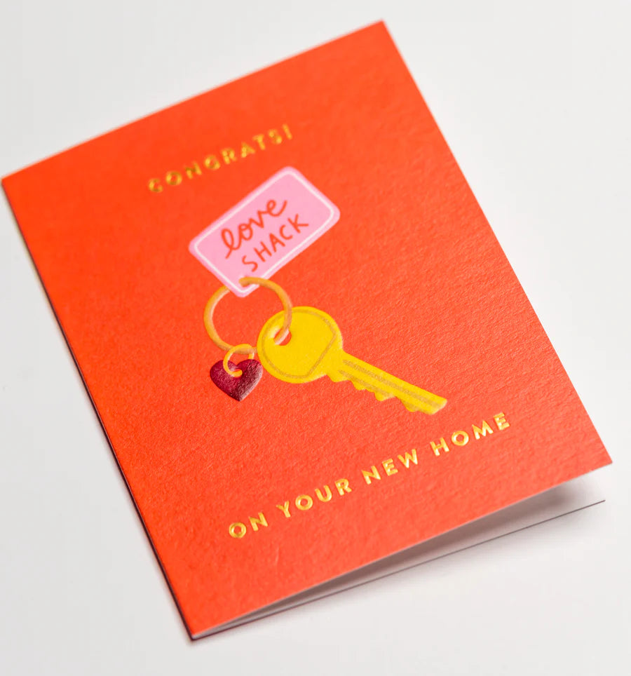Mini-Grußkarte "Love Shack Mini New Home" mit Umschlag von  Lagom Design, entworfen von Ruby Taylor (ohne Umschlag dargestellt)