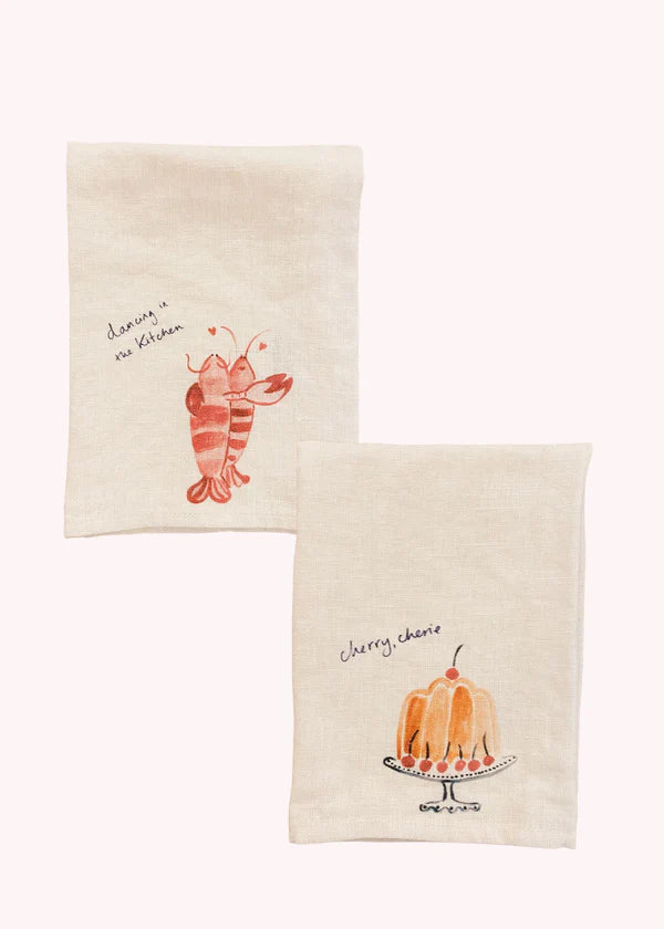 Love & Honor - Leinen-Serviettenset "Lobster Lovers & Cherry Cherie", 2 Stück
