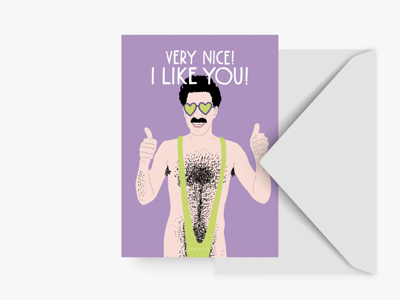 Postkarte Very Nice mit Umschlag von Typealive