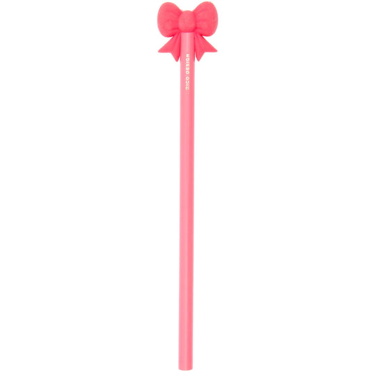 Bleistift in Neon-Pink mit pinkem Radiergummi als Schleife von Rico Design