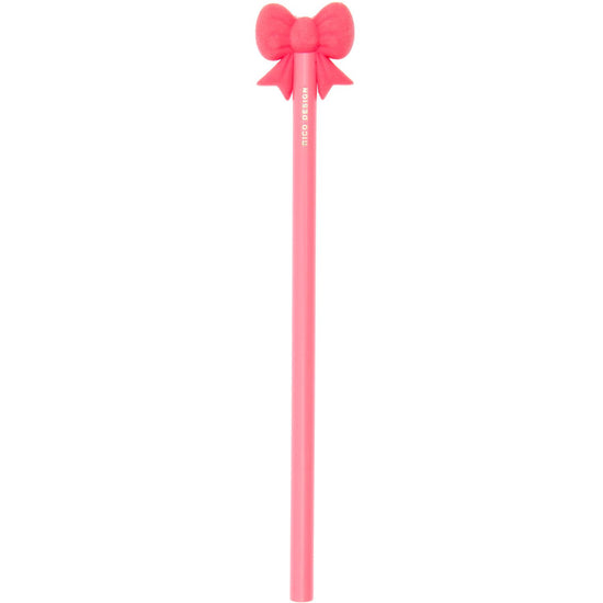 Bleistift in Neon-Pink mit pinkem Radiergummi als Schleife von Rico Design