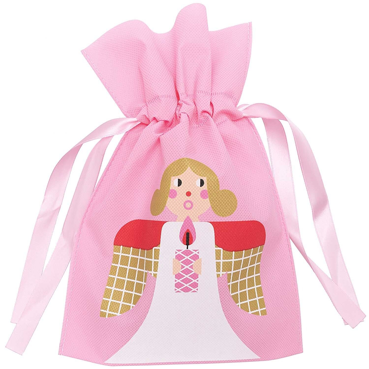 kleine Geschenktüte mit Engelsmotiv auf rosafarbenen Hintergrund von Rico Design 20 x 30 cm