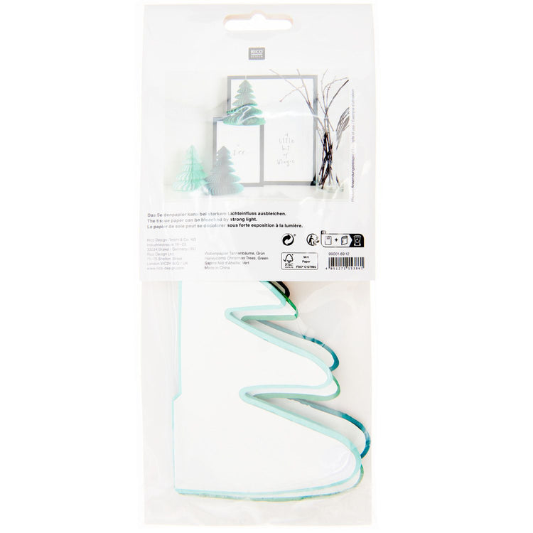 Wabenpapier Tannenbäume von Rico Design mit Verpackung (Rückseite)