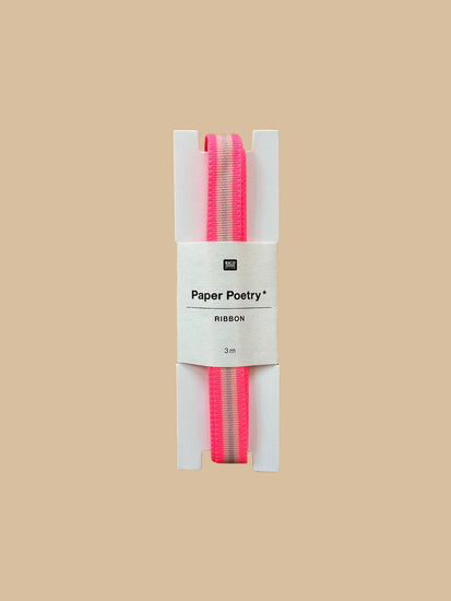 Rico Design_Webband Multi Streifen Neon-Pink mit Rosa und Flieder (in der Verpackung dargestellt)