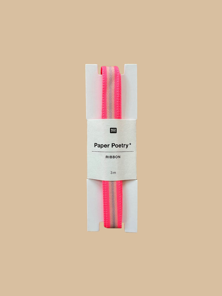 Rico Design_Webband Multi Streifen Neon-Pink mit Rosa und Flieder (in der Verpackung dargestellt)