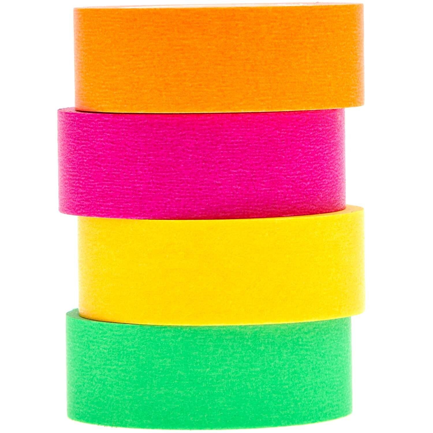 Washi Tape Set Neon klassisch, 4-teilig, Pink, Orange, Gelb, Grün