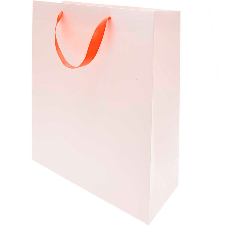 Rico Design - Geschenktüte L Rosa 26 x 32 x 12 cm mit Neon-Griffbändern