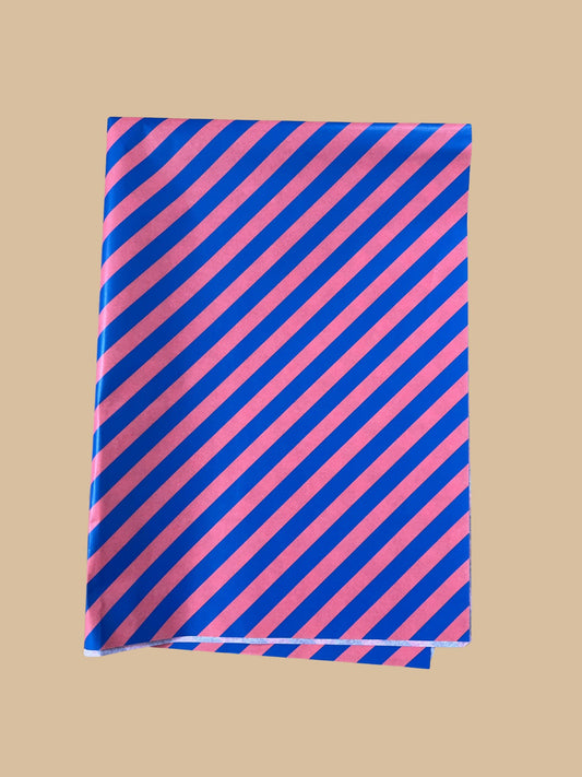 Magnolia Hills - Seidenpapier gestreift Blau/Korallenrot, 5x