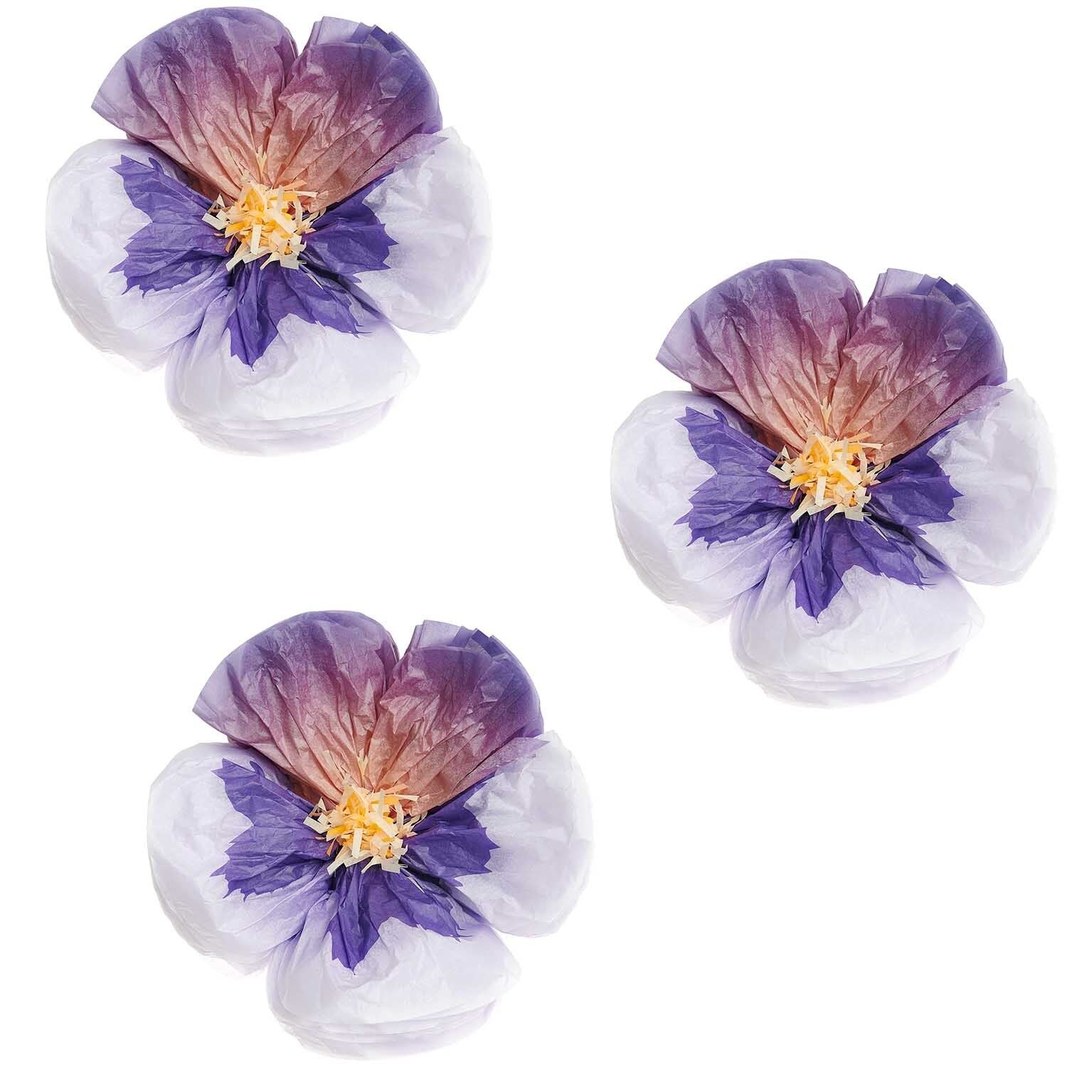 Rico Design - Seidenpapierblumen Stiefmütterchen Lila, Ø ca. 13 cm, 3 Stück